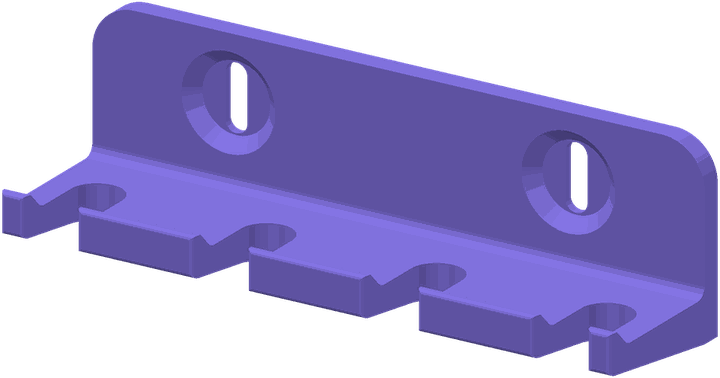 A pliers rack with open slots behind a front lip