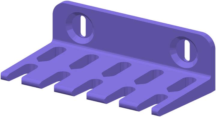 A wrench rack with a closed back row and an open front row of slots