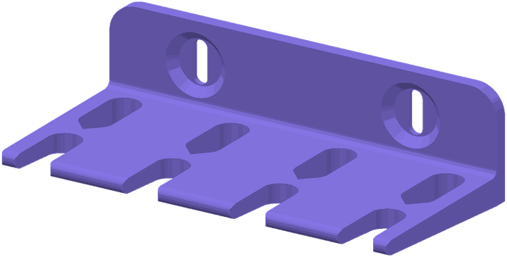 A pliers rack with a closed back row and an open front row of slots